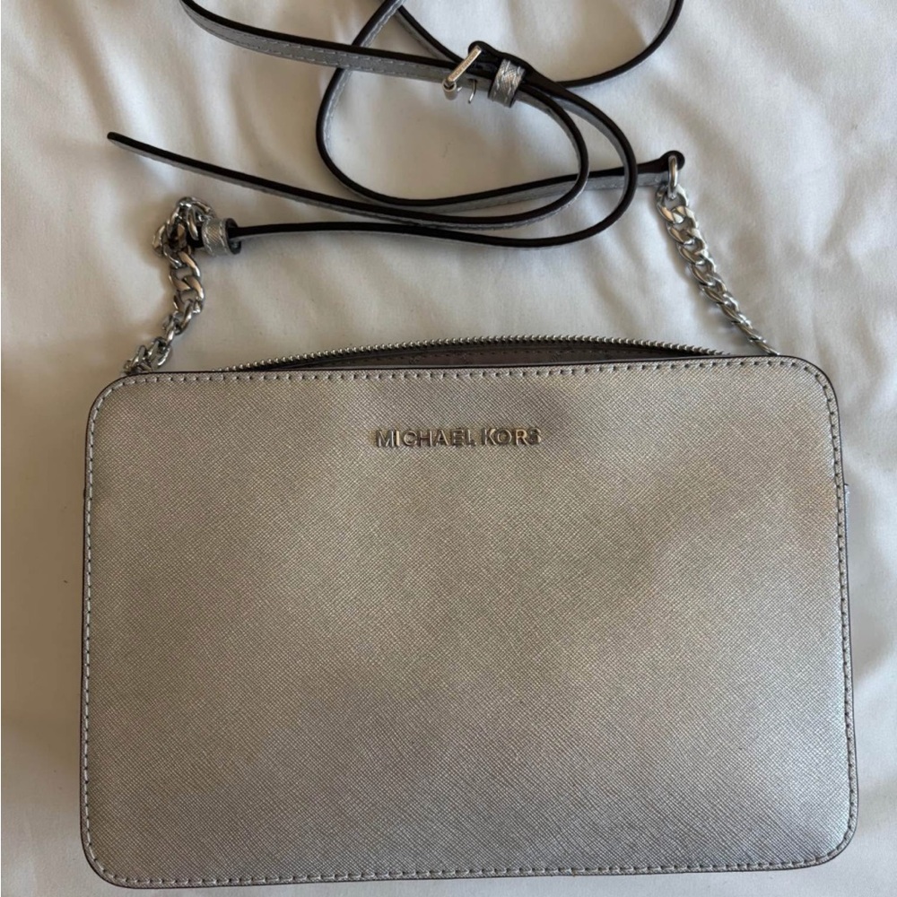 Michael Kors Metallic Silver Crossbody Bag